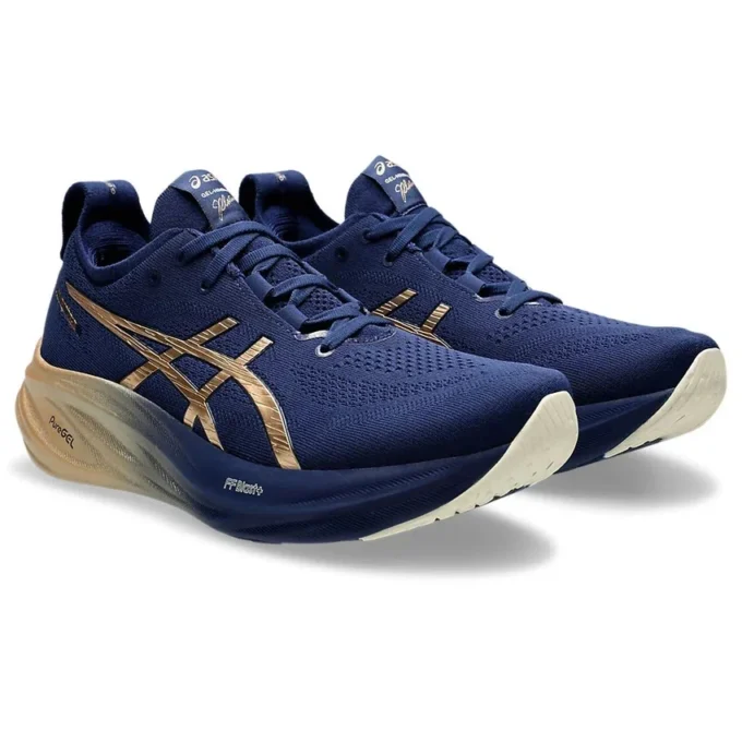 Adidași Gel-Nimbus 26 „Navy Silver Gold”