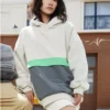 Hanorac cu glugă Colorblock Sherpa „Beige”
