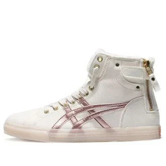 Pantofi de baschet retro înalți din fleece Double Clutch, alb lapte/auriu