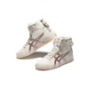 Pantofi de baschet retro înalți din fleece Double Clutch, alb lapte/auriu