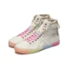 Pantofi retro casual înalți Double Clutch Milk White „Alb-roz”