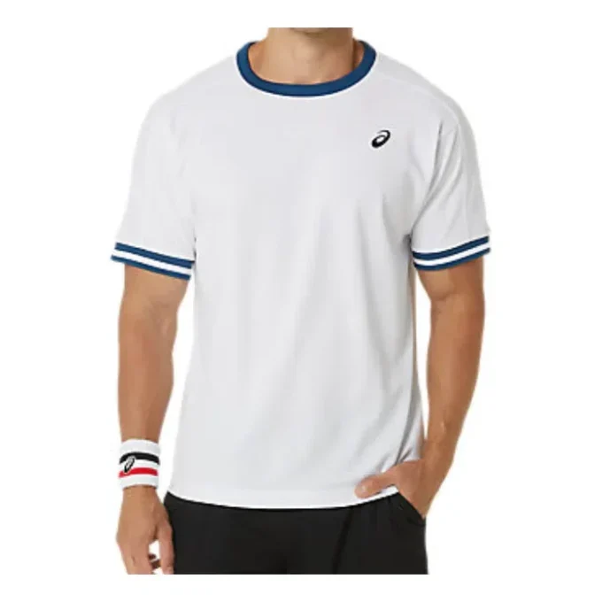 Top clasic cu mânecă scurtă „White Blue”