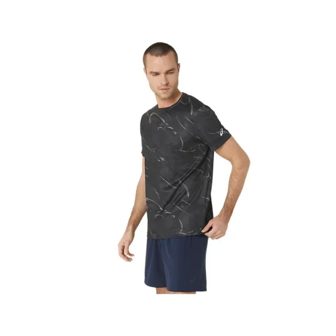 Top cu mâneci scurte și imprimeu Suminagashi „Graphite Grey”