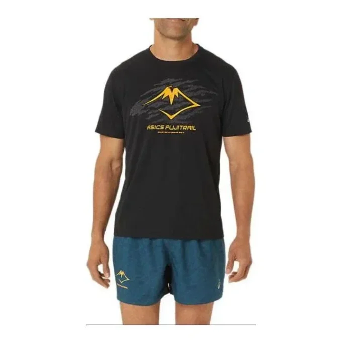 Tricou cu logo Fujitrail „Negru-Galben”