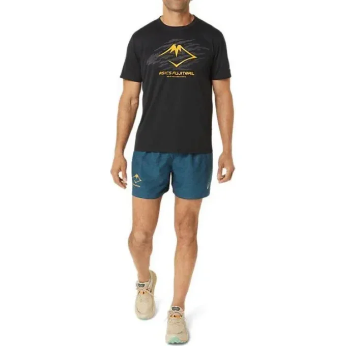 Tricou cu logo Fujitrail „Negru-Galben”