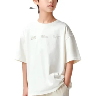 Tricou cu logo-uri multiple „Alb-bej”
