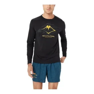 Tricou cu mâneci lungi și logo Fujitrail „Negru-Galben”