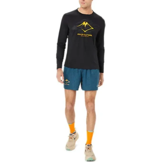 Tricou cu mâneci lungi și logo Fujitrail „Negru-Galben”